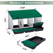 Techigher Chicken Nesting Boxes, 3/4 Hole Metal Chicken Egg Laying Box With Pull-Out Trays And Rollout Egg Collection For ChickenCoop - Green 3 Hole - View 7
