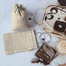 1/50/100pcs Hemp Drawstring Bags, Size 3.54 X 2.76 Inches, High Quality Jewelry And Necklace Storage Pouches. Suitable For Storing Jewelry, Bracelets And Necklaces. Can Be Used For Packaging Small Gifts, Folk Arts, Ladies Gifts And Friendship Gifts. Also Suitable For Decorating Valentine's Day Gift Bags, Retro Style Gift Bags, And For Weddings, Christmas And DIY Crafts. - Drawstring Bag - View 6