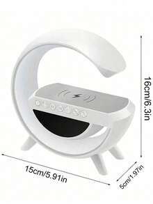 1/2pcs Multifunctional G-Shaped Bluetooth Speaker Digital Alarm Clock With Wireless Charging And RGB Ambient Light, Modern Gaming Room Decor Bedside Table Decor, Suitable For Bedroom, Home Office, Adjustable Ambient Light, Ideal Gift For Valentine's Day