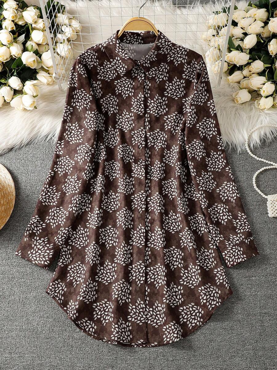 女士长袖全印花休闲阿拉伯风格上衣 - 彩色 - 查看 1