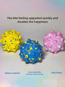 弹性狗狗球互动咀嚼玩具，清洁牙齿，训练玩耍两用，适合中大型犬和幼犬 - 彩色 - 查看 8