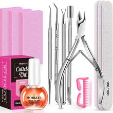 Cuticle Remover Kit, 100/180 Nail File And Nail Buffer Blocks, 1 Pcs Rose Cuticle Oil And Professional Pedicure Manicure Tools, Nipper Cutter For Fingernails And Toenails,Nail Tech Supplies,Bedazzling Kit,Nails,Nail Buffers,Nail Brush,Nail Supplies,Pedicure,Nail Stickers - 玫瑰紅 - 查看 1