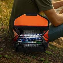 Bolsa De Con Asa Resistente u2013 Organizador De Seuelos Con Malla Y Compartimentos Para Placas De Hierro u2013 Perfecta Para En Agua Salada O Dulce, Ya Sea En La Playa, Ro, Lago, Estanque O Mar - Naranja - Ver 7