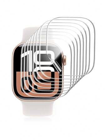 8 st. transparent hydrogelskärmskyddsfilm i serie 10/11, reptålig mjuk film, lämplig för 38/40/41/42/44/45/49 mm/46 mm Ultra/SE/8/7/6/5/4/3/2/1/11/10