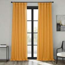 HPD Half Price Drapes - Cortinas de Lino sintético para Sala de Estar (1 Panel), 50 de Ancho x 108 de Largo, Cortinas texturizadas para oscurecer la habitación para recámara, 108 Pulgadas de Largo(127An x 274.3Al cm (1 Paneles) Diente de león dorado, negro) - Multicolor - Ver 2