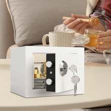 1个多功能阻燃保险箱，钢制安全锁保险箱，小型隐蔽式保险箱，用于存放现金、珠宝、重要文件 - 9.06*6.69*6.69英寸，升级锁芯，安全性更高，适用于橱柜、桌面、汽车，阻燃防盗保险箱，用于管理重要文件、珠宝、现金 - 23*17*17cm - 查看 3