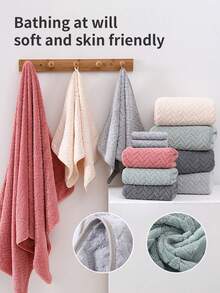 3pcs Towel Set - Face Towel Set - Size 26.56x55.12inch/70x140cm, 13.78x29.53inch/35x75cm - Soft Coral Fleece Material, Absorbent And Quick-Drying - Easy To Dry Without Shedding Or Fading - With Hanging Loop For Convenient Drying - Essential For Daily Use At Home, Bathroom, Kitchen, Bedroom, Pool, Sauna, Gym, Living Room, Hotel, Travel, Christmas Gift, Etc. Shower Towels For Beauty Salon, Hotel Sports,Home Essentials, Towel, Skin Care - Multicolor - View 7