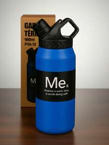 Botella térmica de acero inoxidable 950 ml. PYA-12 con tapa deportiva giratoria, doble pared aislante, mantiene bebidas frías y calientes 6 horas, diseños antiderrames, libre de BPA, ideal para oficina, gimnasio, viajes y uso diario - Azul - Ver 1