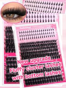 Kit com 276 cílios postiços individuais, diversos estilos, espessos, incluindo cílios inferiores, 80D+100D, alta densidade de fios, ultramacios e leves, reutilizáveis, cílios postiços individuais em segmentos, ideal para uso doméstico ou externo, perfeito para o dia a dia, casamentos, encontros, festas, Natal, primavera e outras ocasiões.
