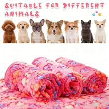 Pink Paw Print Pet Blanket, Soft Plush Small Dog Bed Mat, Washable Medium To Large Dog Blanket - Pink - View 4
