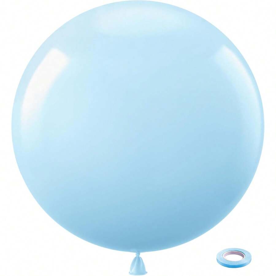 36 Inch (Approx. 91.4 Cm) Light Blue Giant Balloons, 2/4/6/8/10pcs Super Large Extra Thick Sky Blue Latex Helium Balloons, Suitable For Graduation, Baby Shower, Gender Reveal, Wedding, Birthday Party Decoration - Baby Blue - View 1