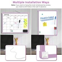 MaxGear Monthly Calendar Dry Erase Board For Wall, 16\X12\ Small Hanging Double-Sided White Board, Portable Whiteboard For Planning, Drawing, Memo, To Do List, Schoolsss, Home, Office, Purple Frame,Purple - 紫色的 - 查看 5