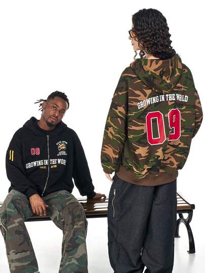  MT99 复古街头风印花连帽卫衣，情侣款连帽衫