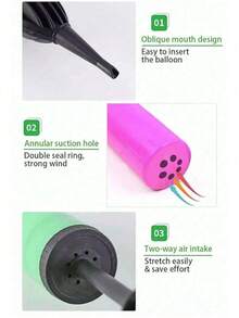 1/2/3/5pcs Double Action Handheld Balloon Pump Set, Reusable Plastic Manual Air Pump, Suitable For Balloons, Swim Rings, Labor-Saving Birthday Wedding Party Holiday Decoration Tool, Random Color - Multicolor - View 8