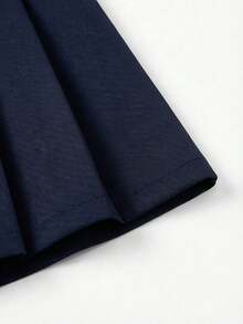 JTI Spring Fall Casual 2 Piece Outfits For Women Vertical Striped Lapel Blouse Top And Solid A-Line Pleated Skirt Set - Blue and White - View 9