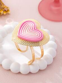 1 Fashionable And Cute Gradient Heart-Shaped Open Bracelet (No Gift Box) - Multicolor - View 4