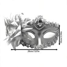 Masquerade Mask For Women, Black Venetian Masks Flower Lace Elegant Mardi Gras, Party Costume Accessories - Bạc - Xem 8