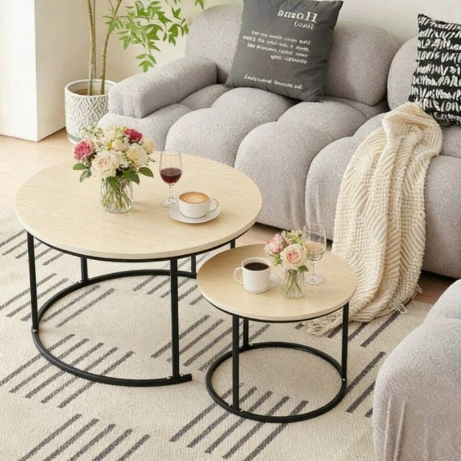 Tables basses - Bois d'érable blanc + pied noir - Voir 1