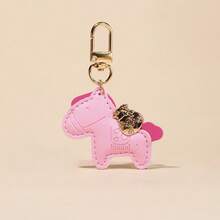 1个男女通用新款PU皮革迷你小马钥匙扣，可爱吊坠，寓意好运，送给亲朋好友，可作包包配饰 - 彩色 - 查看 9