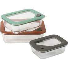 - 3 Contenedoreséticos de Vidrio Grueso Con Tapa - 3 Diferentes Colores - 3 contenedores c/tapa de colores - Ver 1