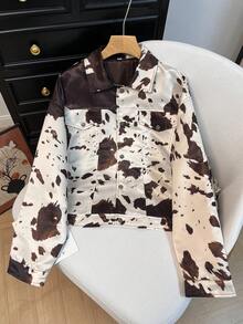 Áo khoác nữ GMFP dáng rộng, thanh lịch, cổ ve lật, tay dài, in họa tiết, thích hợp cho các lễ hội âm nhạc/mùa cưới, kỳ nghỉ xuân/hè. - Nhiều màu - Xem 2