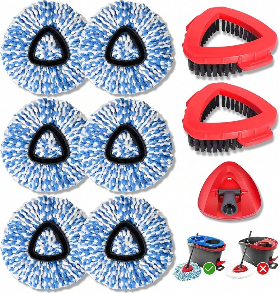 4 Pack Mop Head Replacement Compatible With O Cedar, Spin Mop Refill Replace Head For RinseClean 2-Tank System - Machine Washable, Enhanced Cleaning Performance - Version 30 - View 1