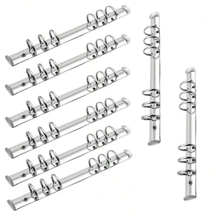 YQQ Carpeta De Archivos Carpeta 12 Clips Para Carpetas De Archivos Abrazaderas Carpeta De Anillas De 6 Agujeros Carpeta De Anillas A5 Anillos De Hojas Sueltas silver1234 - como en la foto - Ver 1
