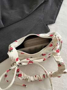 ¡Estilo Fresco y Moderno! Bolso de Hombro y Bandolera para Mujer | Diseño Minimalista con Detalle Plisado y Estampado Floral Pequeño | Gran Capacidad Interior, Ideal para el Día a Día | Material de Alta Calidad y Apariencia Elegante - Multicolor - Ver 8
