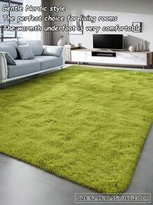 1pc Solid Color Soft & Cozy Shaggy Area Rug, Plush Grass Green Carpet For Living Room/Bedroom, Modern Minimalist Nordic Style Home Decor, Warm & Comfortable Cream Texture Floor Mat, Autumn/Winter Seasonal Gift, Fluffy Christmas/Halloween/Valentine's Day Decoration, Easy Care Living Room/Sofa/Bedside Rug - Grass Green - View 3