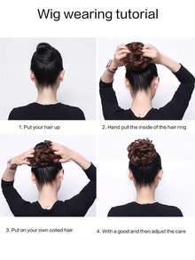 1件套懒人豹纹发髻假发，一体式凌乱发髻夹式接发