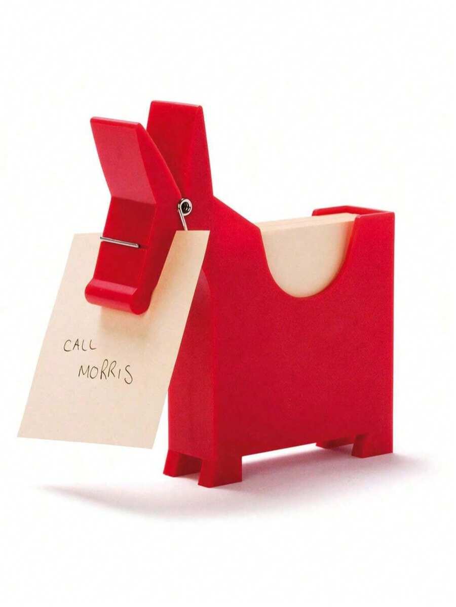 可爱红色PVC桌面记事本收纳架，带便签纸分发器 - 趣味实用办公桌收纳架，家居或办公装饰佳品，可爱办公用品