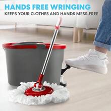 79349 Spin Mop Cleaning System With 3 Microfiber Mop Heads Red/GRAY Red/Black - 紅黑 - 查看 3