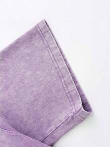 1pc Men's Pattern Washed T-Shirt - Double Sided Printing, 100% Cotton, Short Sleeved, Summer Casual T-Shirt, Black With White Star Design, Loose Fit, Machine Washable, Daily T-Shirt |   Loose Fit Shirt |   100% Cotton T-Shirt, Cotton T-Shirt Shirts  Mens Clothes - 紫色 - 查看 5