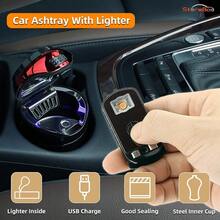 Cenicero portatil para coche con encendedor y luz LED azul tapa desmontable diseño clasico rojo - Rojoclásico - Ver 2
