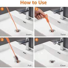 5PCS PP Plastic Sink Drain Clog Remover - Flexible Hair Catcher & Drain Cleaner, Unclogging Tool For Bathroom Sink, Bathtub, Shower & Kitchen - 橘色 - 查看 6