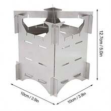ZAQEstufa para Acampar Plegable Estufa para Acampar Plegable Quema de Leña Estufa de Leña Plegable Portátil de Acero Inoxidable Estufas de Leña para Acampar Al Aire Libre Viajes Senderismo Picnic Estufa - como en la foto - Ver 3