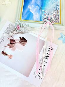 1件全新绿色莲花皇冠、蝴蝶魔杖、公主皇冠、雪花魔杖、公主裙配饰、皇冠头饰、公主魔法棒、权杖、蝴蝶魔杖、仙女棒、发箍、表演配饰 - 彩色 - 查看 12