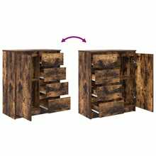 Larryhot Credenza con Cassetti Rovere Fumo 71x35x84 cm in Truciolato,Robusto e durevole, facile da montare, la scelta ideale per l'arredamento della casa - Castano - Visualizzare 8