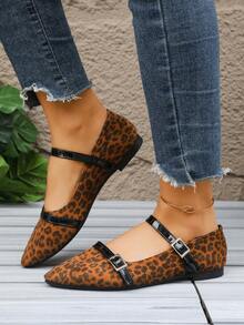 Women's Flat Shoes Size 36-43, Elegant Solid Color Fashion Comfortable Flat Shoes, Suitable For Office And Outdoor, Spring/Autumn New Versatile Black, Leopard Print, PU Slip-On Shoes, Multiple Colors Available - Burnt Orange - View 4