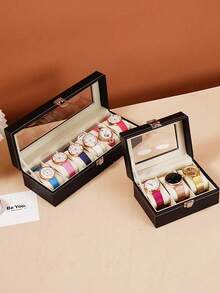 1 Peça Caixa de Exibição de Relógio em Couro PU e Veludo com Tampa de Vidro, Estojo de Armazenamento de Relógio em Couro PU Preto, Caixa de Exibição de Relógio Com Trava, Unissex, Com Almofada de Segurança para Relógios Mecânicos e Eletrônicos, Caixa de Presente Bonita para Exibição, Estojo de Exibição de Relógio, Organizador, Armazenamento Doméstico, Decoração de Quarto, Presente Neutro, Presente de Feriado, Presente de Natal, Presente de Halloween, Essencial de Volta às Aulas, Presente de Volta às Aulas, Presente de Aniversário, Presente de Ano Novo - Preto - Visão 6