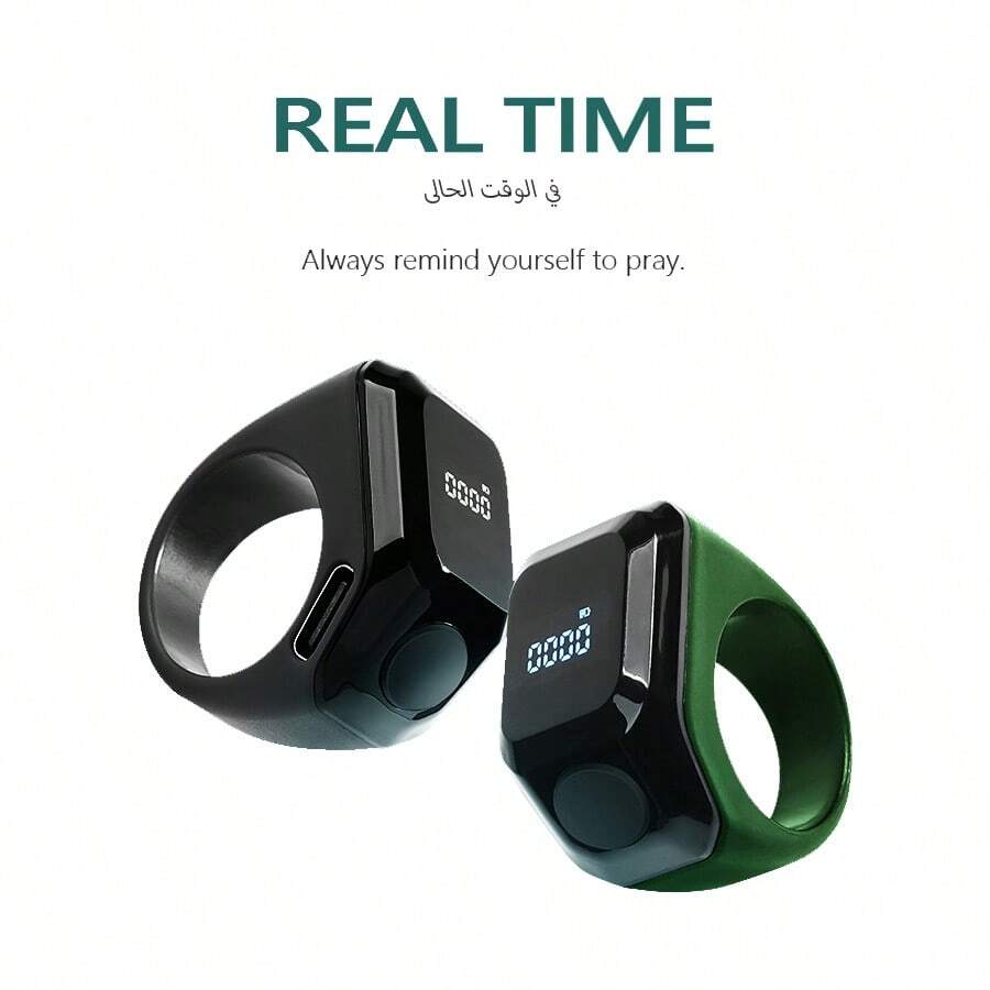 Electronic Prayer Rings Ring Finger Counter With OLED Display Silent Touch Type-C Rechargeable Mini Tally Counter Faith Companion - Green - View 1