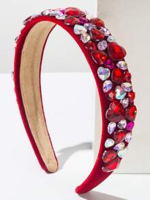 1 pieza Diadema retro de terciopelo de unicolor con banda ancha, decorada con gema en forma de corazón lujosa y dulce, accesorio esencial para el Día de San Valentín, adecuado para citas festivas, diadema, aro para el cabello, regalo de accesorios para el Día de San Valentín - Multicolor - Ver 14