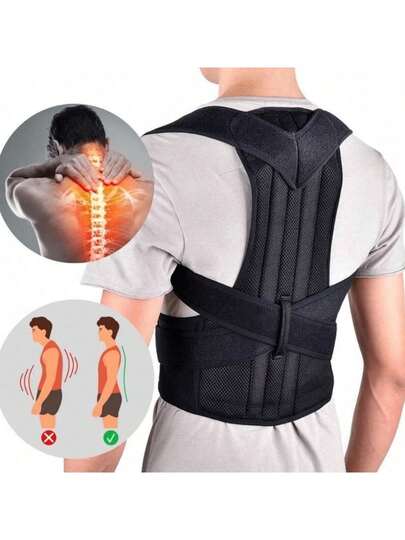 1 Back Support Belt For Both Men And Women - Comfortable To Wear, Breathable And Shoulder-Opening, Effectively Improving Posture, Back Belt Support For Women, Back Straightener For Posture Women Plus Size, Posture Belt, Back Posture Corrector Plus Size, Back Straightening Belt, Hunchback Prevention, Spine Alignment, Adjustable Fit, Ergonomic Design, Lightweight Material, Soft Texture, Office Workers