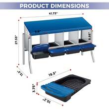 Techigher Chicken Nesting Boxes, 3/4 Hole Metal Chicken Egg Laying Box With Pull-Out Trays And Rollout Egg Collection For ChickenCoop - Blue With Metal Legs, 4 Holes - View 9