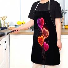 1pc Heart Pattern Printed Apron, 100% Polyester, Sleeveless, Neck Strap Design, Suitable For Cooking, Baking And Entertainment, Great For Home, Restaurant, Party, Outdoor BBQ, Baking Apron | Vibrant Apron | Polyester Apron | Printed Apron - Multicolor - View 7