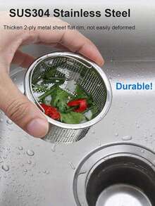 1PC/2PCS Of Stainless Steel Sink Filter With Handle - Rust-Proof And Mesh Filter, Suitable For Kitchen And Bathroom Sinks, 304 Stainless Steel, Prevents Clogging Easily Without Effort, Perfect For Draining Vegetables And Fruits, Christmas Gifts - Multicolor - View 6