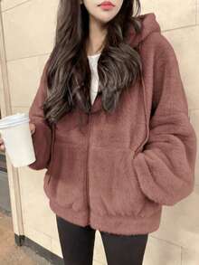 抽繩連帽衛衣款毛絨外套，百搭 歐美YK2風時尚休閒百搭女式連帽保暖開衫毛絨上衣 甜辣風夾克高級感保暖秋冬新款街頭學院風舒適溫暖毛絨外套女士長袖上衣 春秋季上新外出上衣 棉質女士上衣 女式街頭服飾運動溫暖女裝 休閒的毛絨上衣 春秋季上新外出上衣 棉質女士上衣 女式街頭服飾invierno，plumifero mujer，anorak de mujer，abrigos mujer de invierno>elegante，plumas mujer abrigo，μπουφάν，winterjas，bodywarmer，abrigo，giubbotto donna invernale curvy，outout capodanno，純色，時尚版女式上衣，寬鬆版女式上衣 - 紫色 - 查看 3
