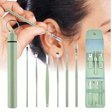 New 6 Pcs Ear Wax Removal Tool Set With Storage Tube, + 8 Pcs Nail Clipper Set - Xanh lá cây + Xanh lá cây - Xem 12