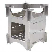 ZAQEstufa de leña estufa de leña plegable de acero inoxidable portátil Mini cocina para acampar al aire libre Viajes Senderismo Picnic - como en la foto - Ver 3