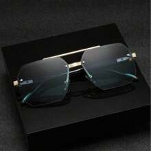 1 pieza Gafas de moda de metal con puente doble de estilo retro, versátiles para todas las estaciones - Multicolor - Ver 10